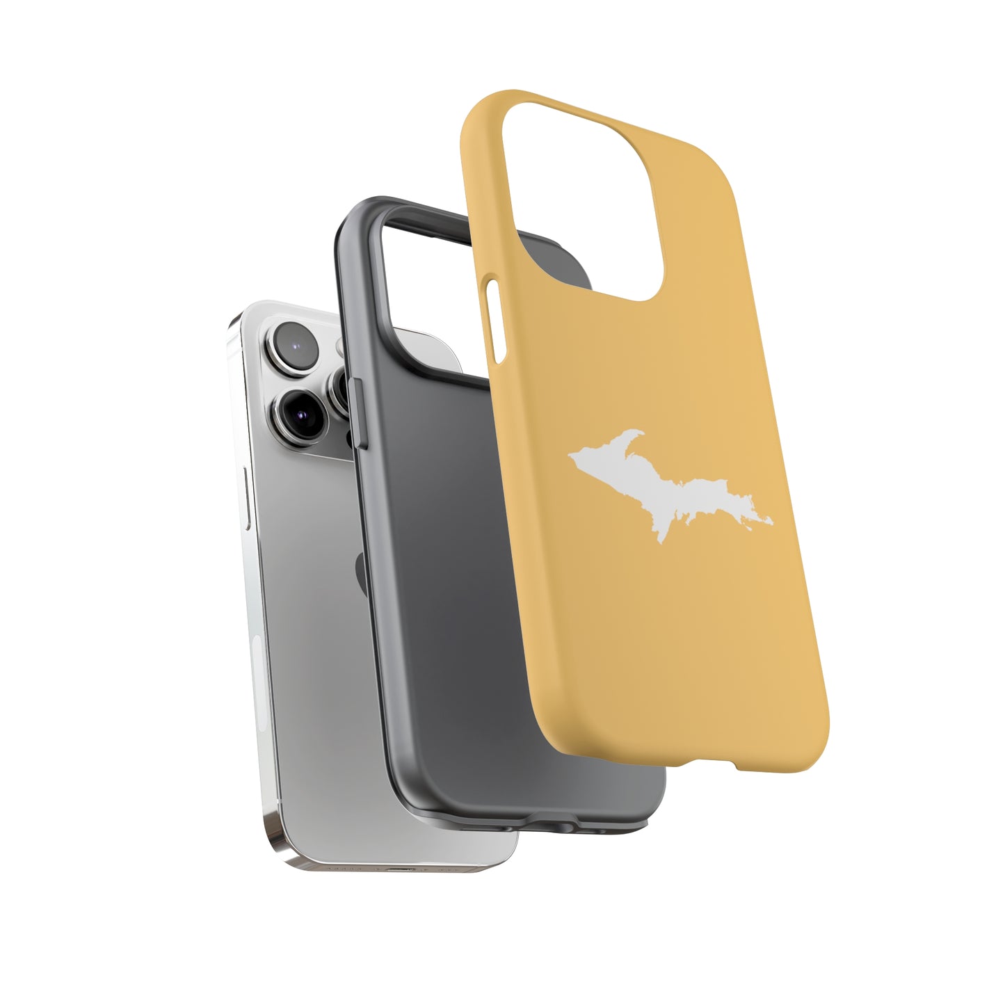 Michigan Upper Peninsula Tough Phone Case (Citrine Color w/ UP Outline) | Apple iPhone