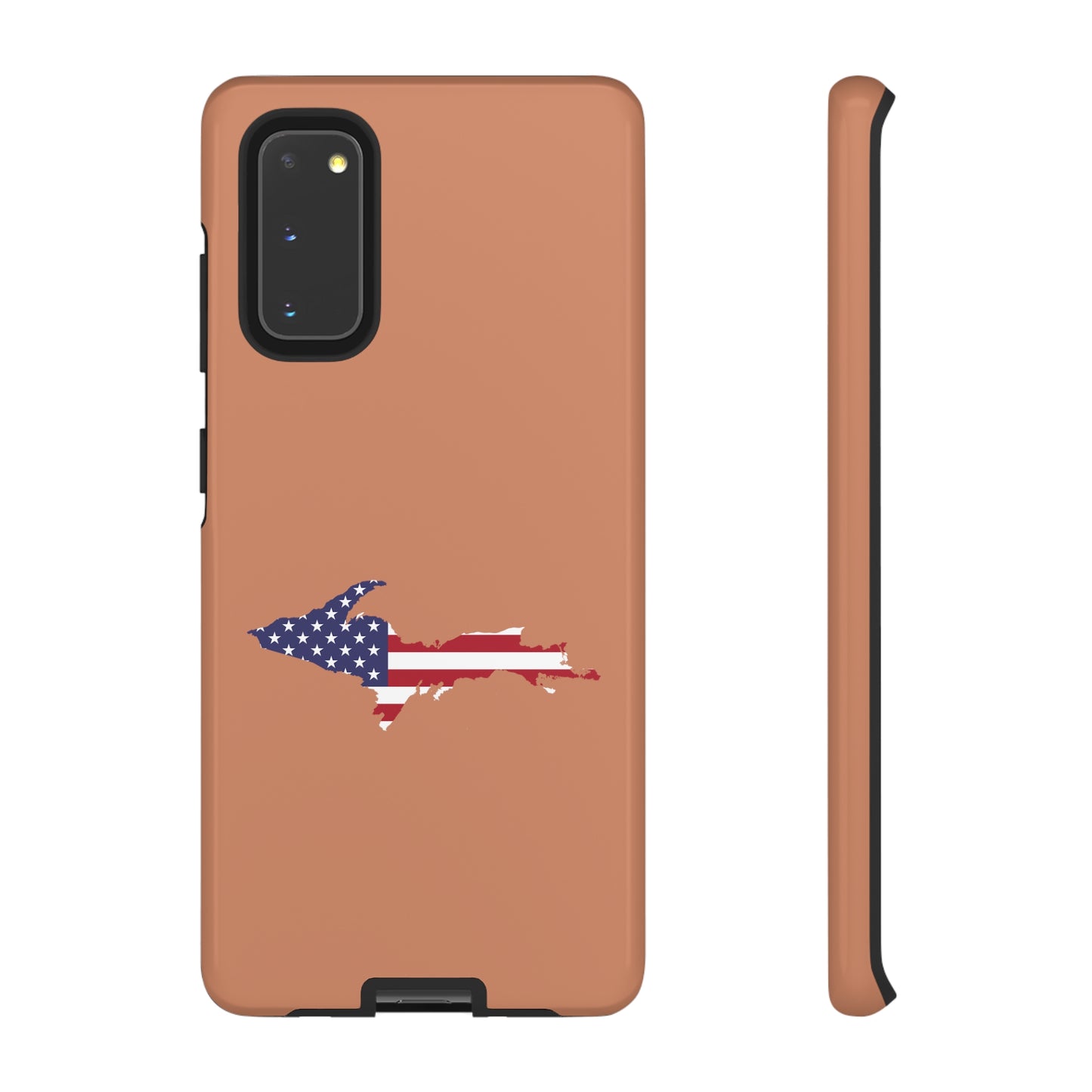 Michigan Upper Peninsula Tough Phone Case (Copper Color w/ UP USA Flag Outline) | Samsung & Pixel Android