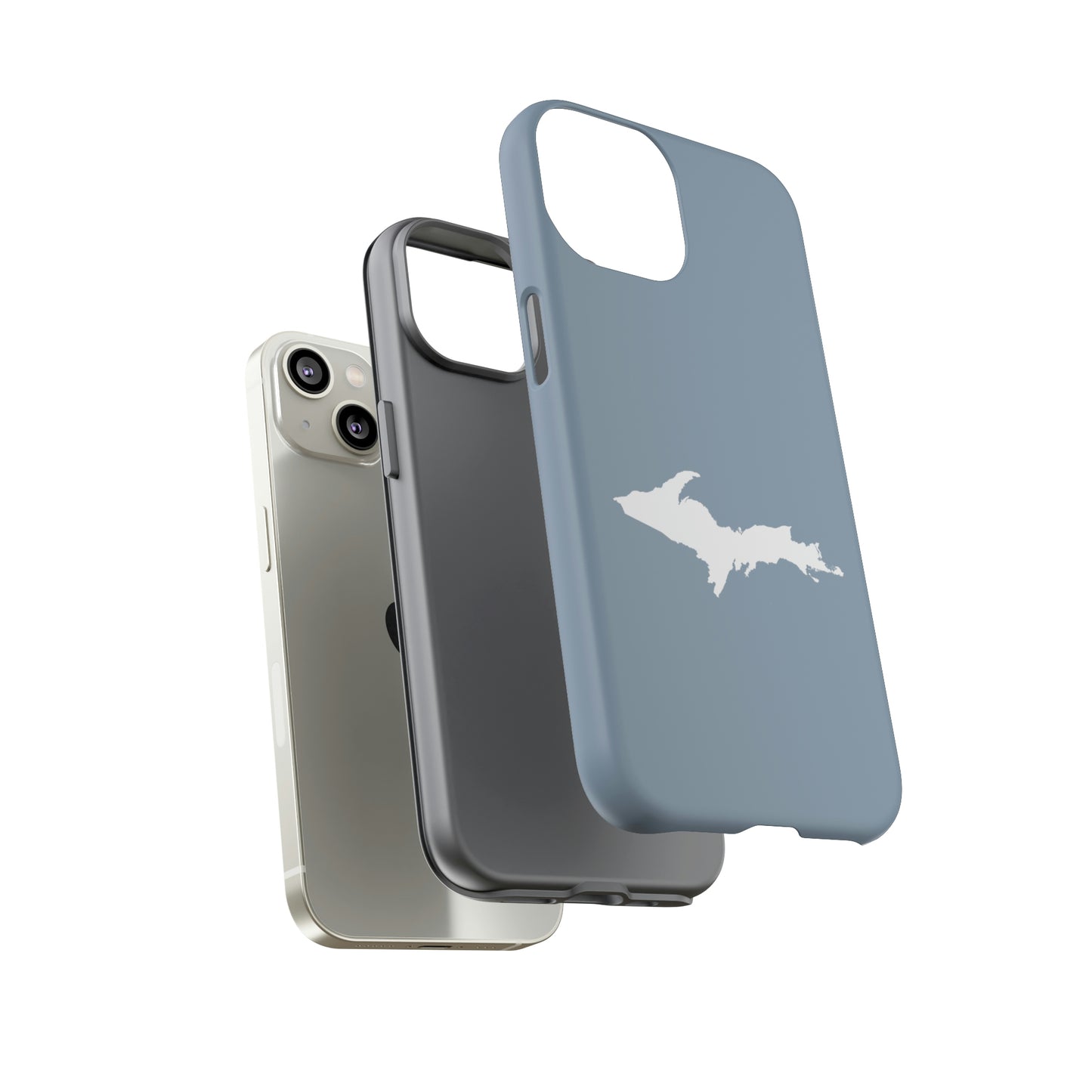 Michigan Upper Peninsula Tough Phone Case (B24 Liberator Grey w/ UP Outline) | Apple iPhone