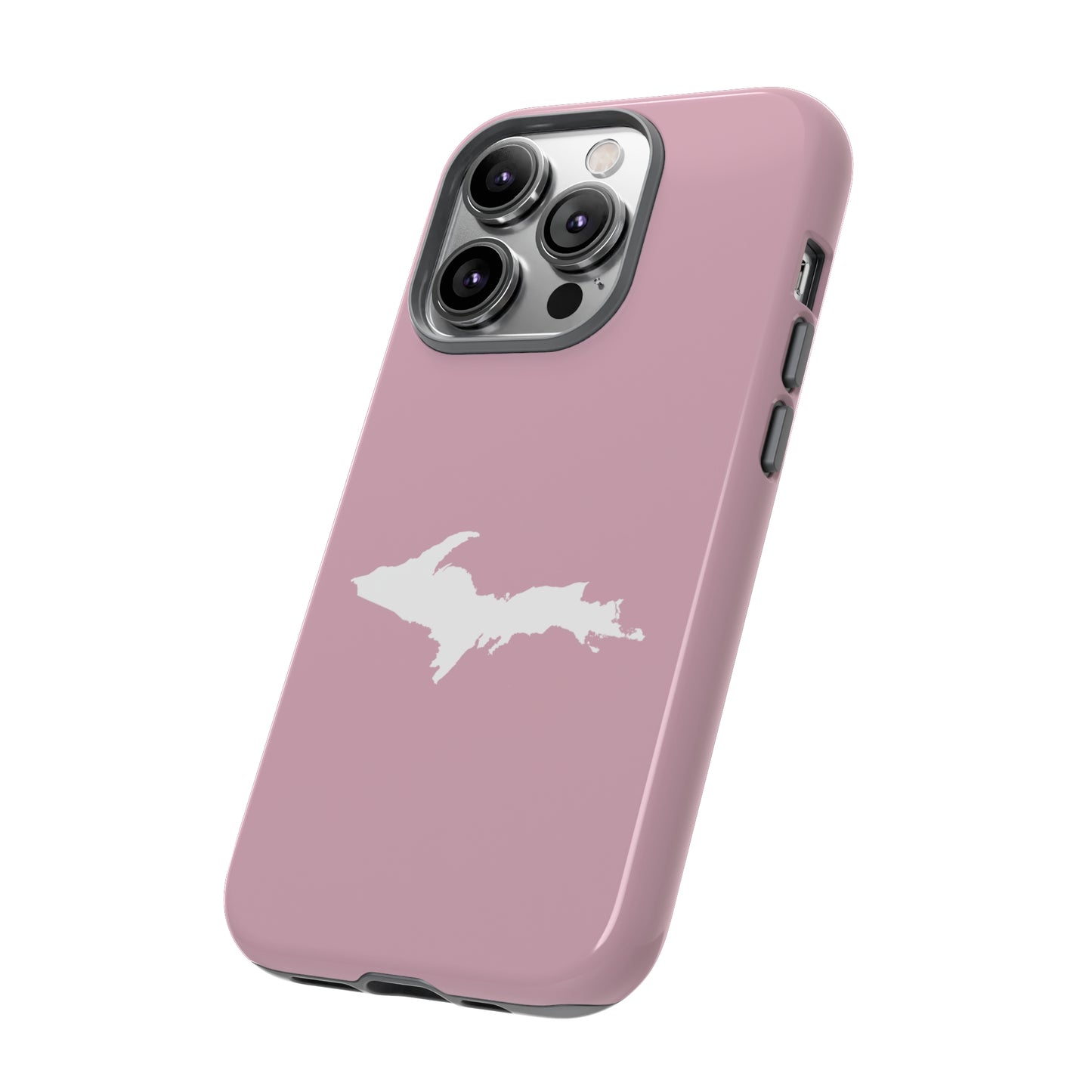 Michigan Upper Peninsula Tough Phone Case (Pink w/ UP Outline) | Apple iPhone