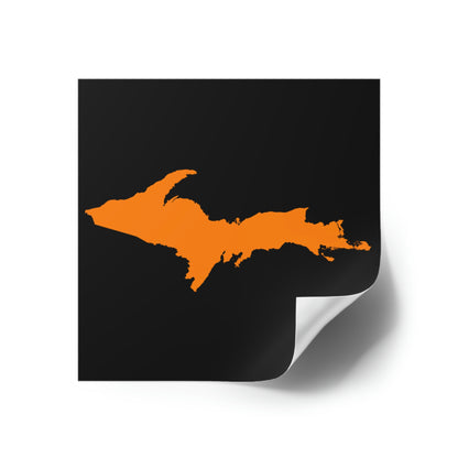 Michigan Upper Peninsula Square Sticker (Black w/ Orange UP Outline) | Indoor/Outdoor