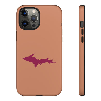 Michigan Upper Peninsula Tough Phone Case (Copper Color w/ Ruby UP Outline) | Apple iPhone