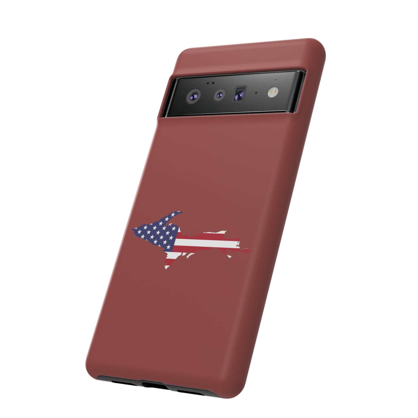 Michigan Upper Peninsula Tough Phone Case (Ore Dock Red w/ UP USA Flag Outline) | Samsung & Pixel Android