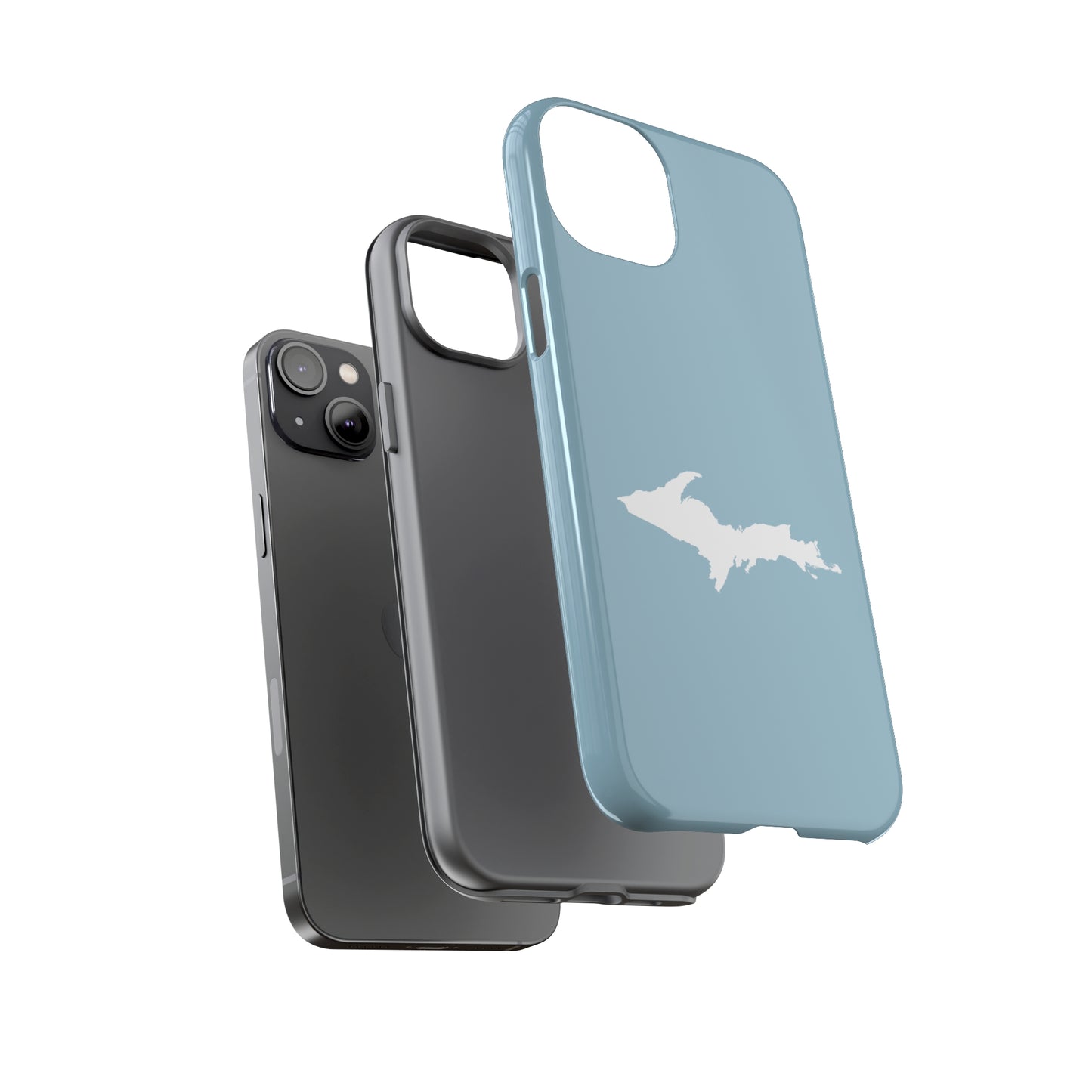 Michigan Upper Peninsula Tough Phone Case (Opal Blue w/ UP Outline) | Apple iPhone