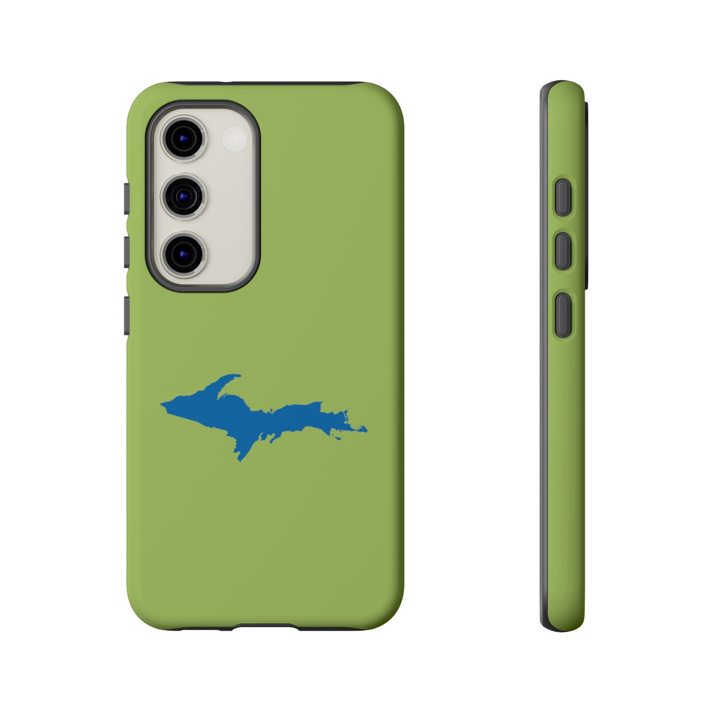 Michigan Upper Peninsula Tough Phone Case (Gooseberry Green w/ Azure UP Outline) | Samsung & Pixel Android