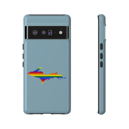 Michigan Upper Peninsula Tough Phone Case (Opal Blue w/ UP Pride Flag Outline) | Samsung & Pixel Android