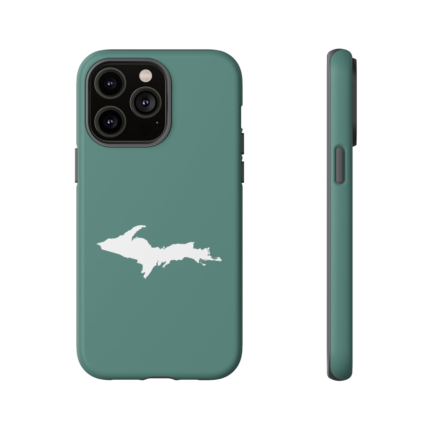 Michigan Upper Peninsula Tough Phone Case (Copper Green w/ UP Outline) | Apple iPhone