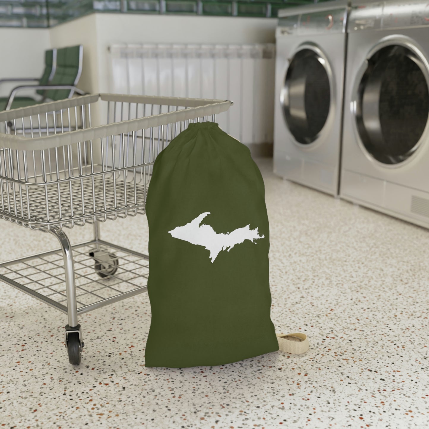 Michigan Upper Peninsula Laundry Bag (Army Green w/ UP Outline)