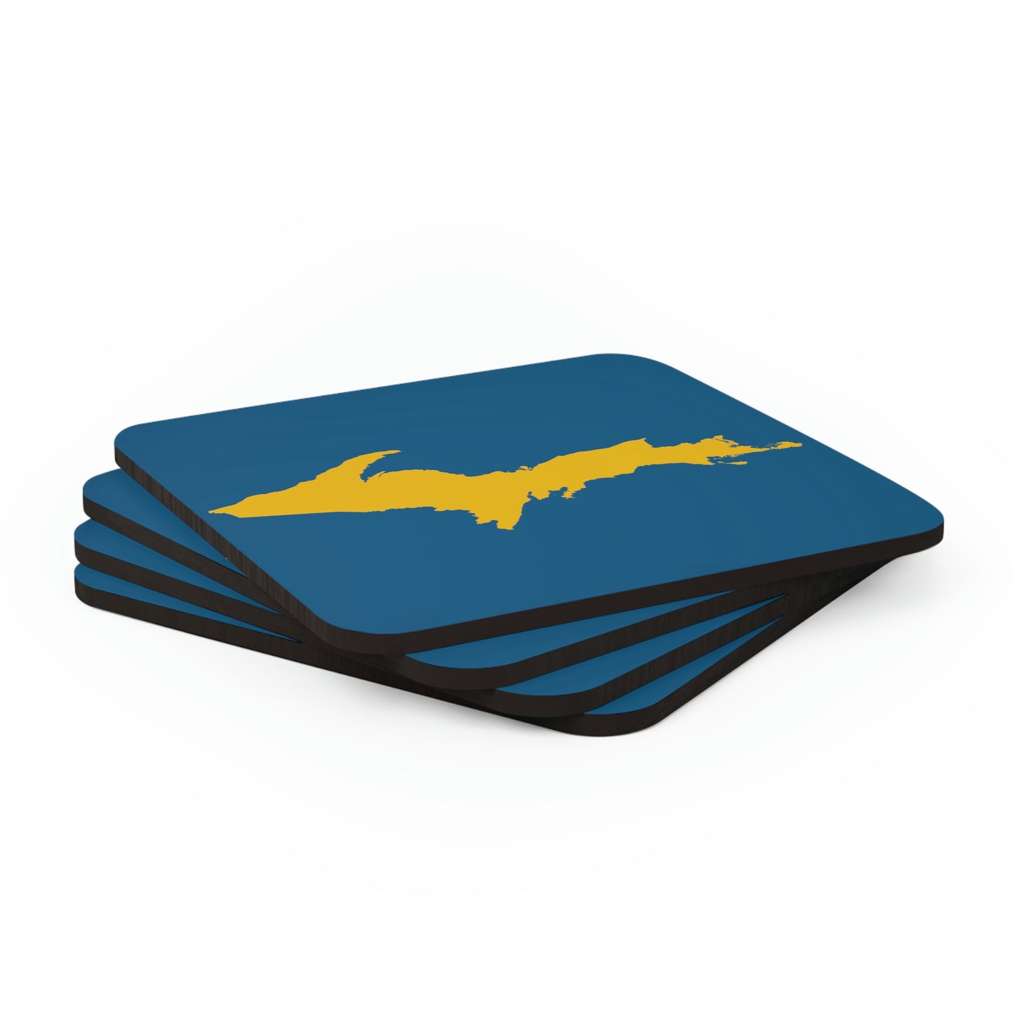 Michigan Upper Peninsula Coaster Set (Blueberry w/ Gold UP Outline) | Corkwood - 4 pack