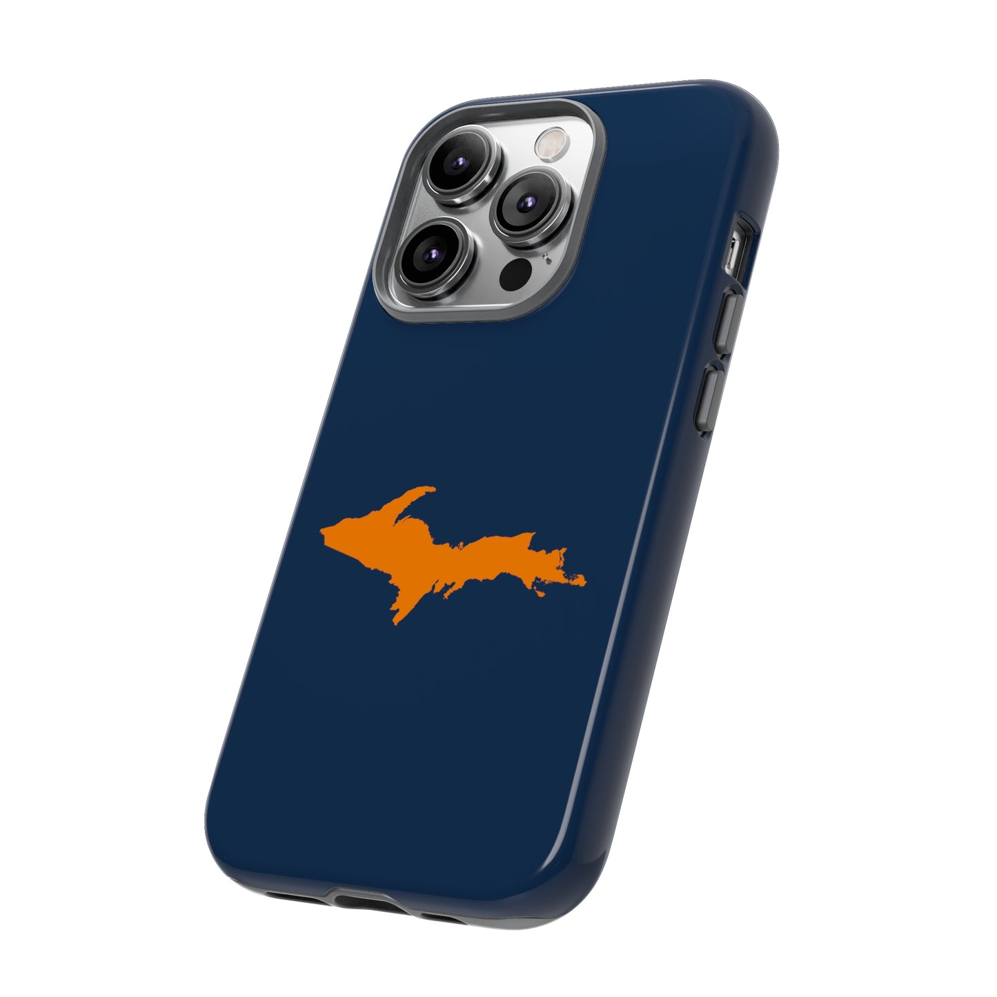 Michigan Upper Peninsula Tough Phone Case (Navy w/ Orange UP Outline) | Apple iPhone