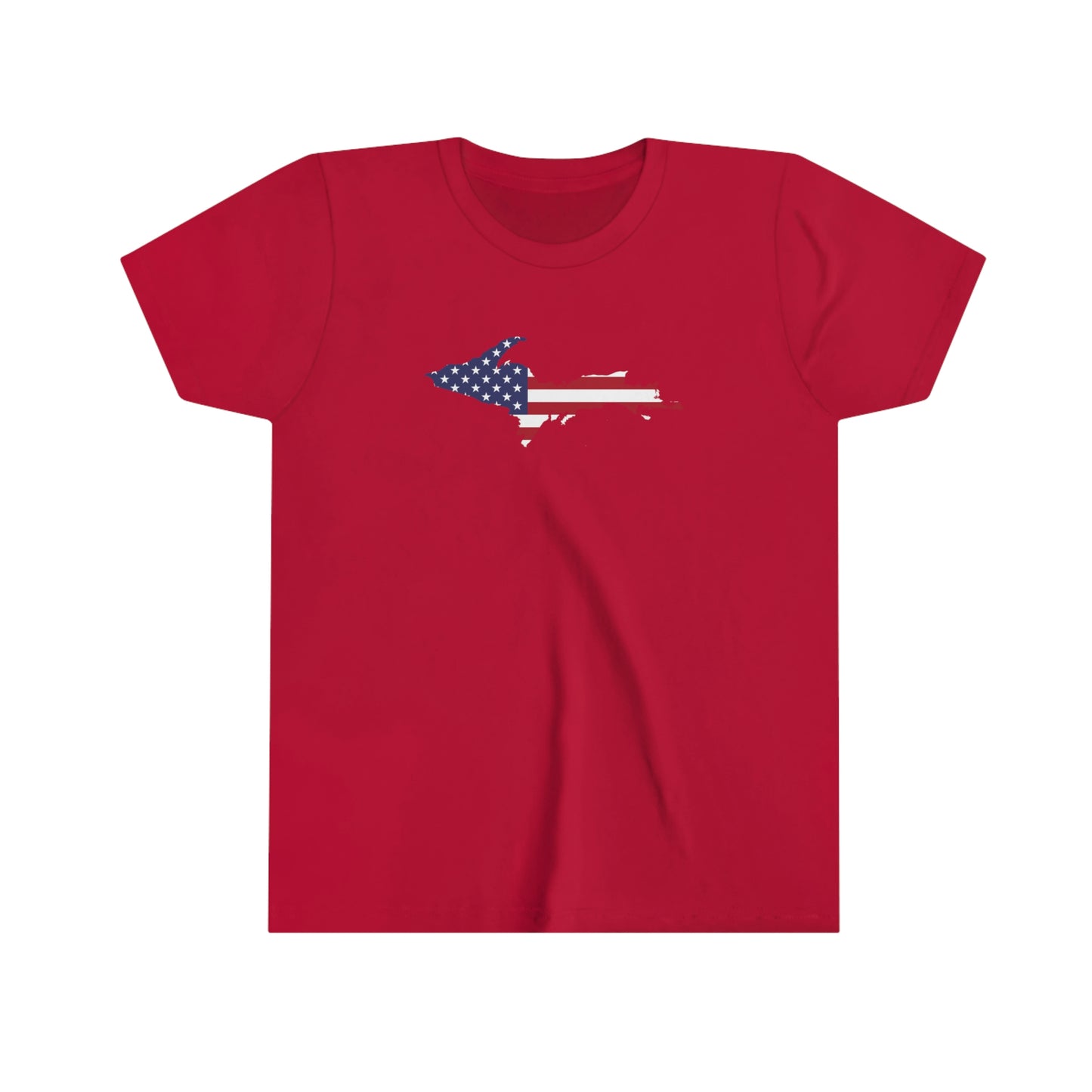 Michigan Upper Peninsula T-Shirt (w/ MI USA Flag Outline) | Youth Short Sleeve