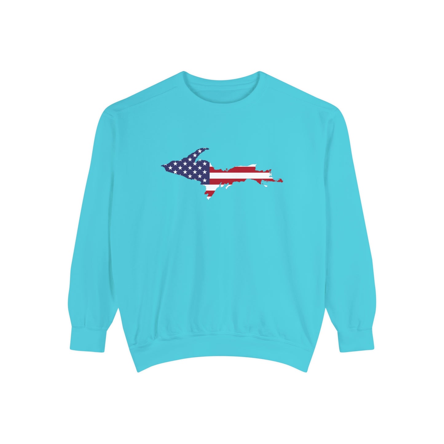 Michigan Upper Peninsula Sweatshirt (w/ UP USA Flag Outline) | Unisex Garment Dyed