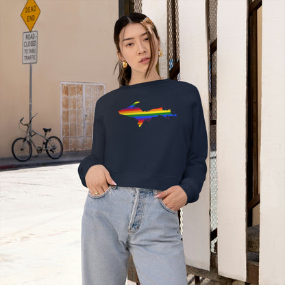 Michigan Upper Peninsula Sweatshirt (w/ UP Pride Flag Outline) | Cropped Mid-Length