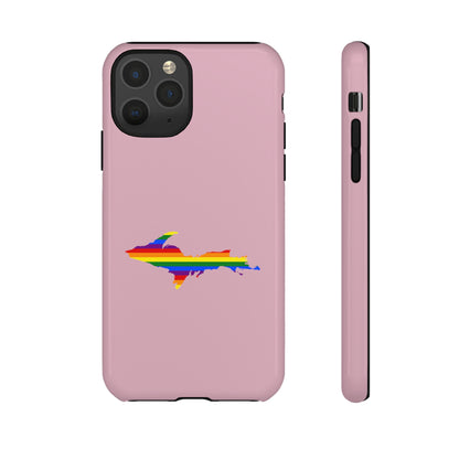 Michigan Upper Peninsula Tough Phone Case (Pink w/ UP Pride Flag Outline) | Apple iPhone