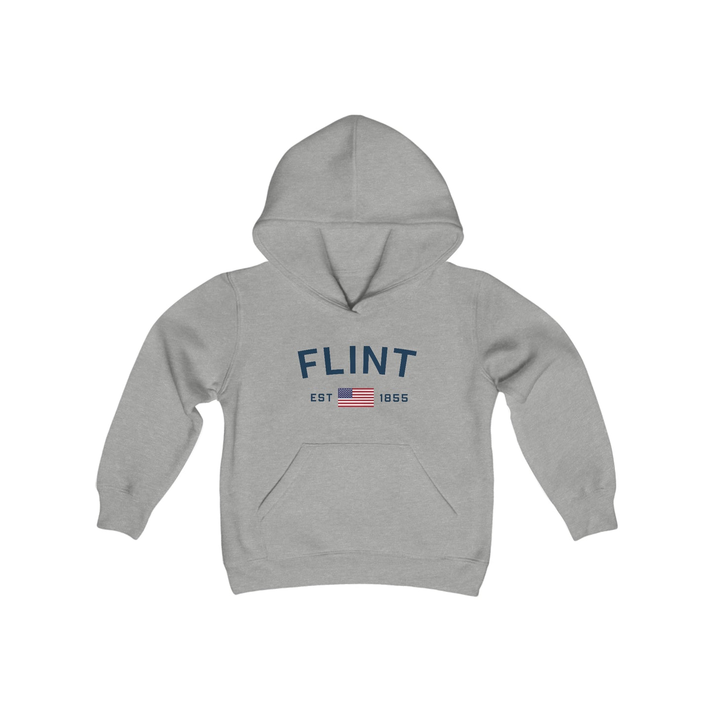 'Flint EST 1855' Hoodie (w/USA Flag Outline) | Unisex Youth