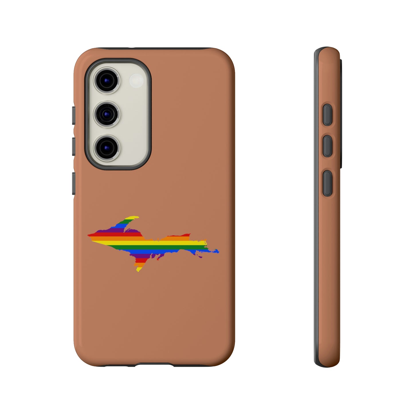 Michigan Upper Peninsula Tough Phone Case (Copper Color w/ UP Pride Flag Outline) | Samsung & Pixel Android