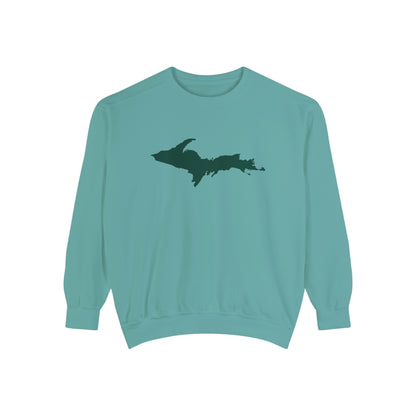 Michigan Upper Peninsula Sweatshirt (w/ Green UP Outline) | Unisex Garment Dyed