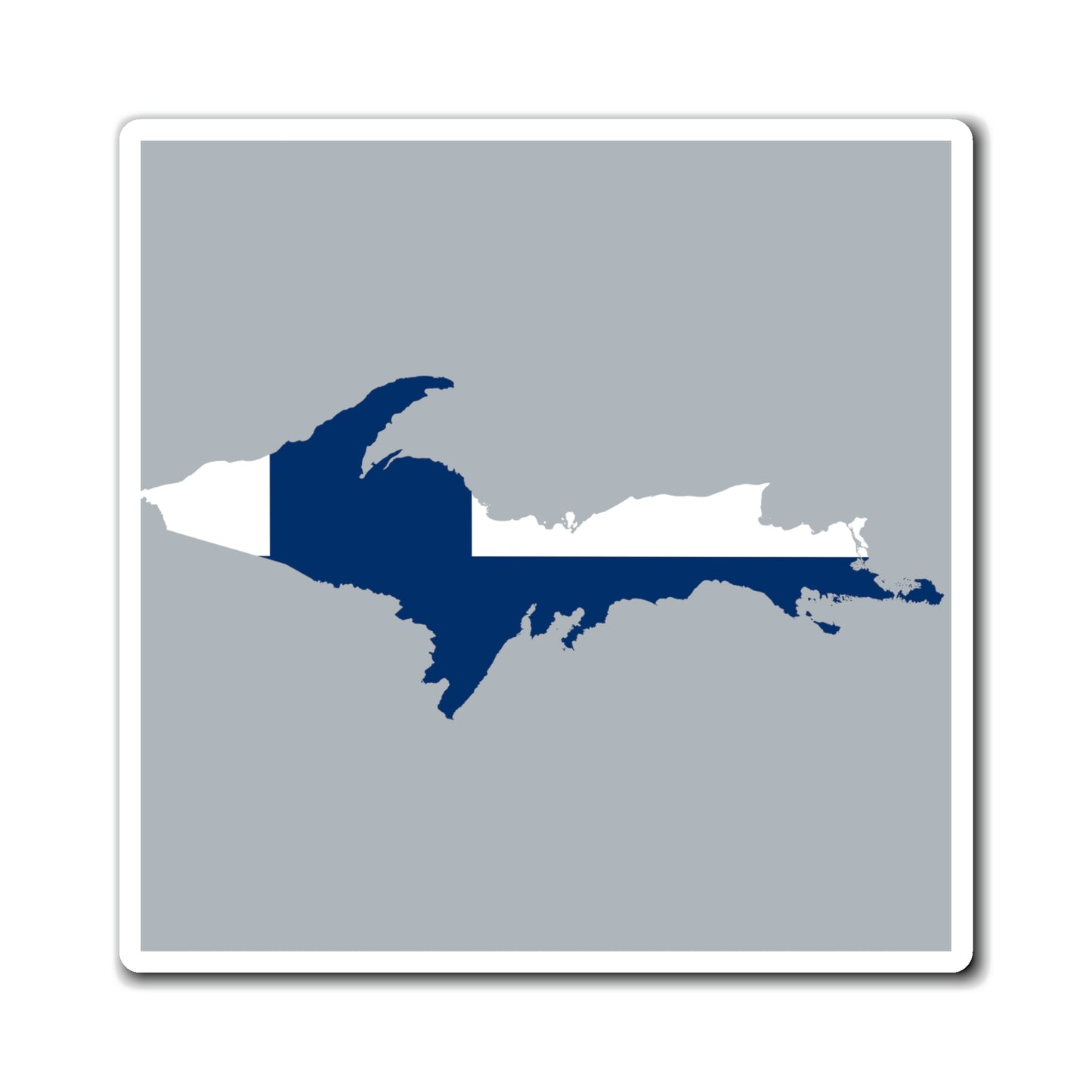 Michigan Upper Peninsula Square Magnet (Silver w/ UP USA Finland Outline)