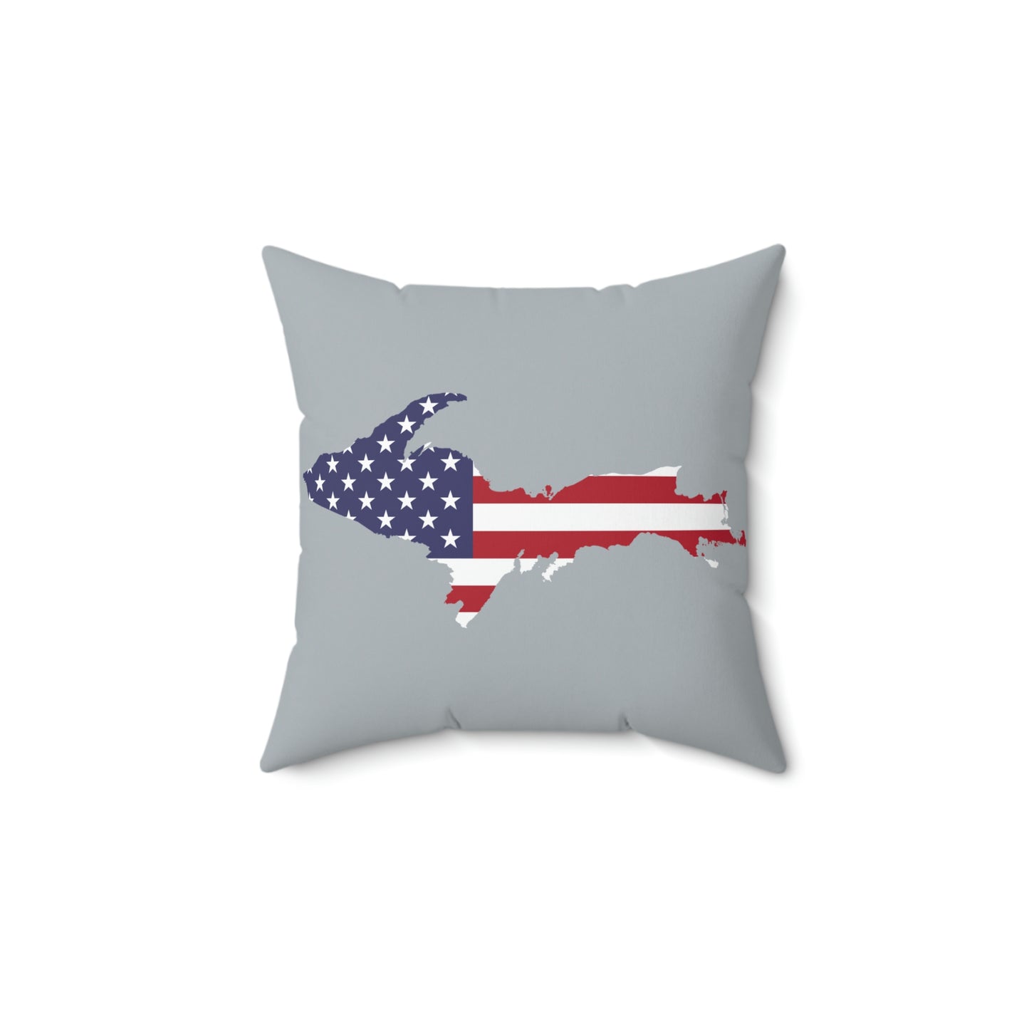 Michigan Upper Peninsula Accent Pillow (w/ UP USA Flag Outline) | Silver