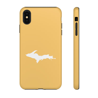 Michigan Upper Peninsula Tough Phone Case (Citrine Color w/ UP Outline) | Apple iPhone