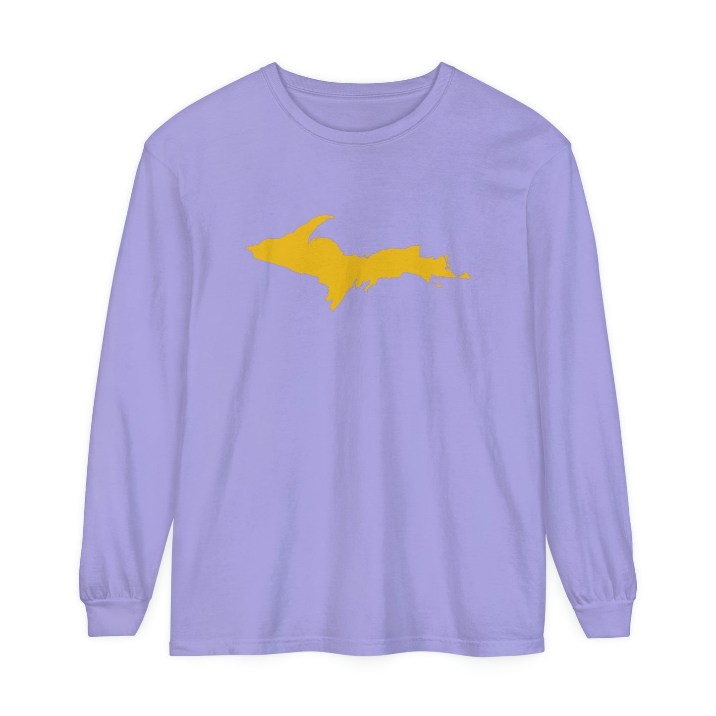 Michigan Upper Peninsula Garment-Dyed T-Shirt (w/ Gold UP Outline) | Unisex Long Sleeve