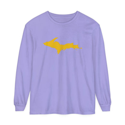 Michigan Upper Peninsula Garment-Dyed T-Shirt (w/ Gold UP Outline) | Unisex Long Sleeve