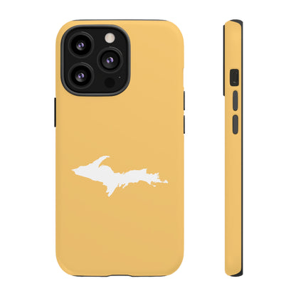 Michigan Upper Peninsula Tough Phone Case (Citrine Color w/ UP Outline) | Apple iPhone