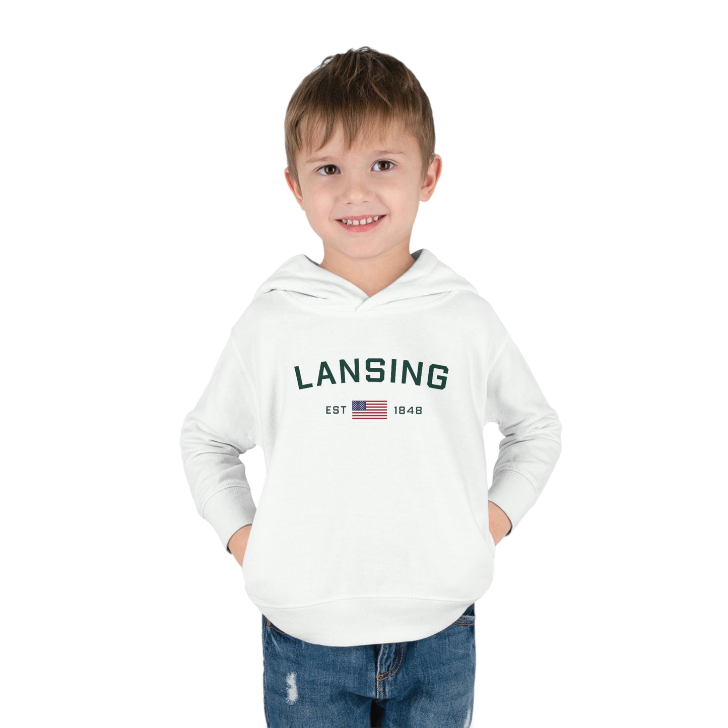 'Lansing EST 1848' Hoodie (w/USA Flag Outline) | Unisex Toddler