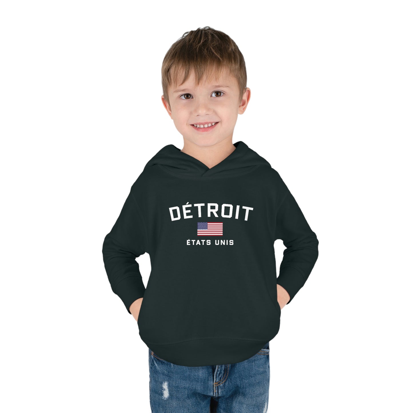 'Détroit États Unis' Hoodie (w/USA Flag Outline) | Unisex Toddler