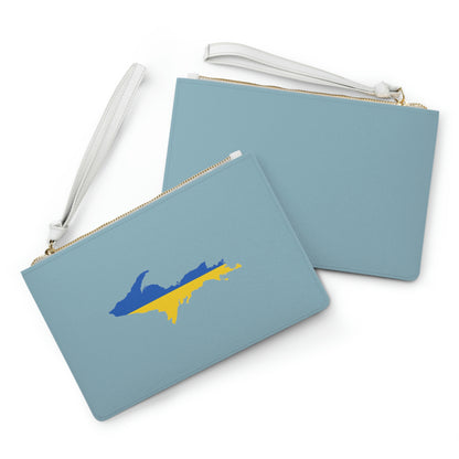 Michigan Upper Peninsula Clutch Bag (Opal Blue w/ UP Ukraine Flag Outline)