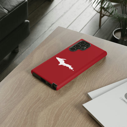 Michigan Upper Peninsula Tough Phone Case (Thimbleberry Red w/ UP Outline) | Samsung & Pixel Android