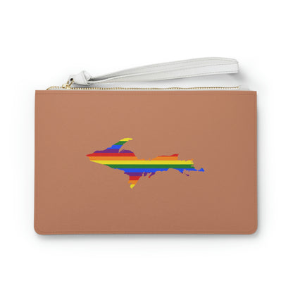 Michigan Upper Peninsula Clutch Bag (Copper Color w/ UP Pride Flag Outline)