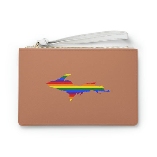 Michigan Upper Peninsula Clutch Bag (Copper Color w/ UP Pride Flag Outline)