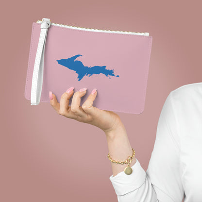 Michigan Upper Peninsula Clutch Bag (Pink w/ Azure UP Outline)