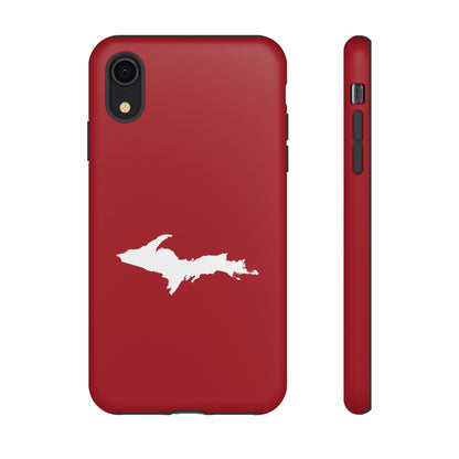 Michigan Upper Peninsula Tough Phone Case (Thimbleberry Red w/ UP Outline) | Apple iPhone