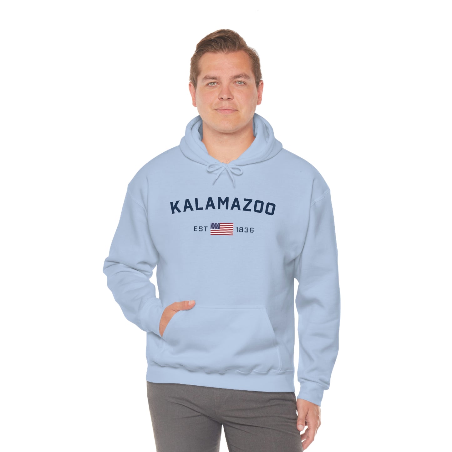 'Kalamazoo EST 1836' (w/USA Flag Outline) | Unisex Standard