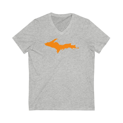 Michigan Upper Peninsula T-Shirt (w/ Orange UP Outline) | Unisex V-Neck