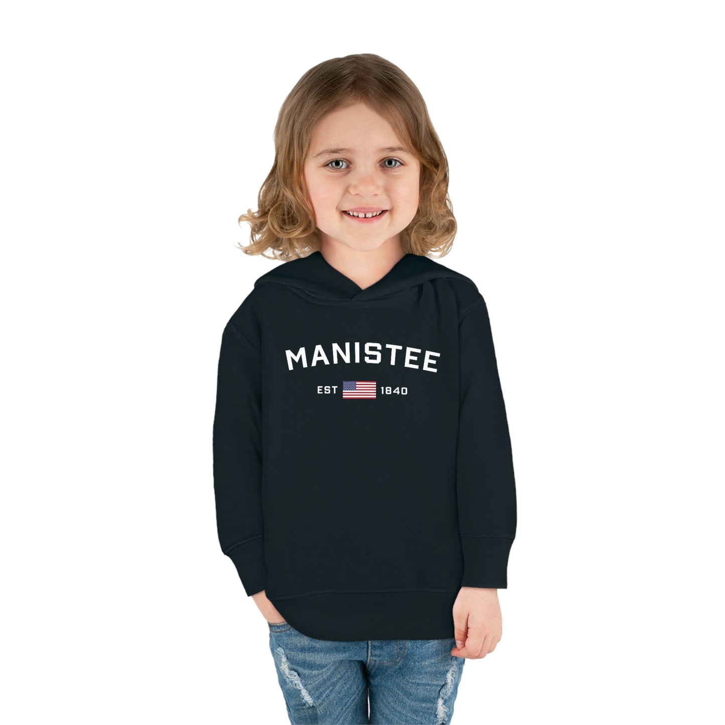 'Manistee EST 1840' Hoodie (w/USA Flag Outline) | Unisex Toddler