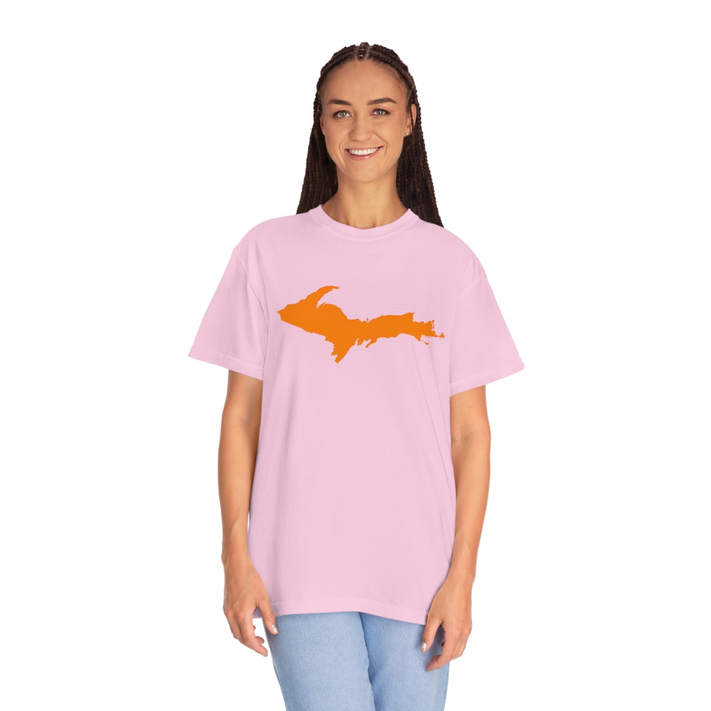 Michigan Upper Peninsula T-Shirt (w/ Orange UP Outline) | Unisex Garment-Dyed