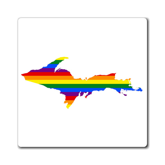 Michigan Upper Peninsula Square Magnet (w/ UP Pride Flag Outline)