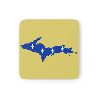 Michigan Upper Peninsula Coaster Set (Plum Yellow w/ UP Quebec Flag Outline) | Corkwood - 4 pack