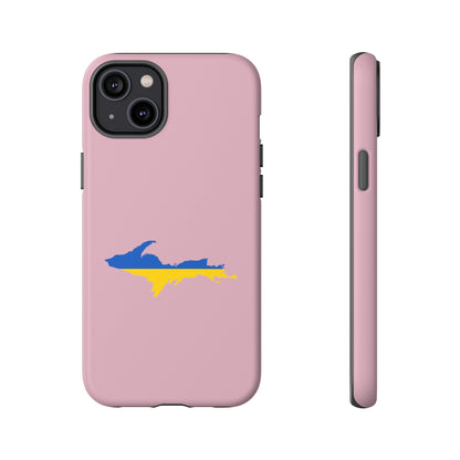 Michigan Upper Peninsula Tough Phone Case (Pink w/ UP Ukraine Flag Outline) | Apple iPhone