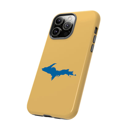 Michigan Upper Peninsula Tough Phone Case (Citrine w/ Azure UP Outline) | Apple iPhone