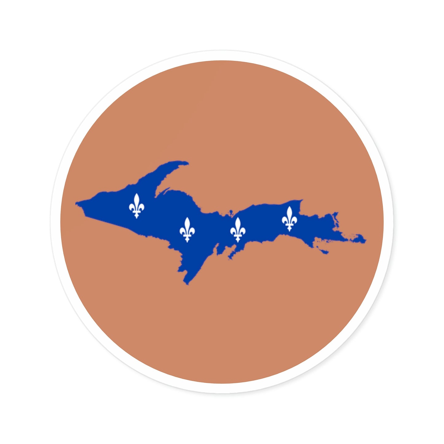 Michigan Upper Peninsula Round Stickers (Copper Color w/ UP Quebec Flag Outline) | Indoor\Outdoor