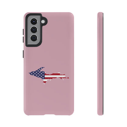 Michigan Upper Peninsula Tough Phone Case (Pink w/ UP USA Flag Outline) | Samsung & Pixel Android