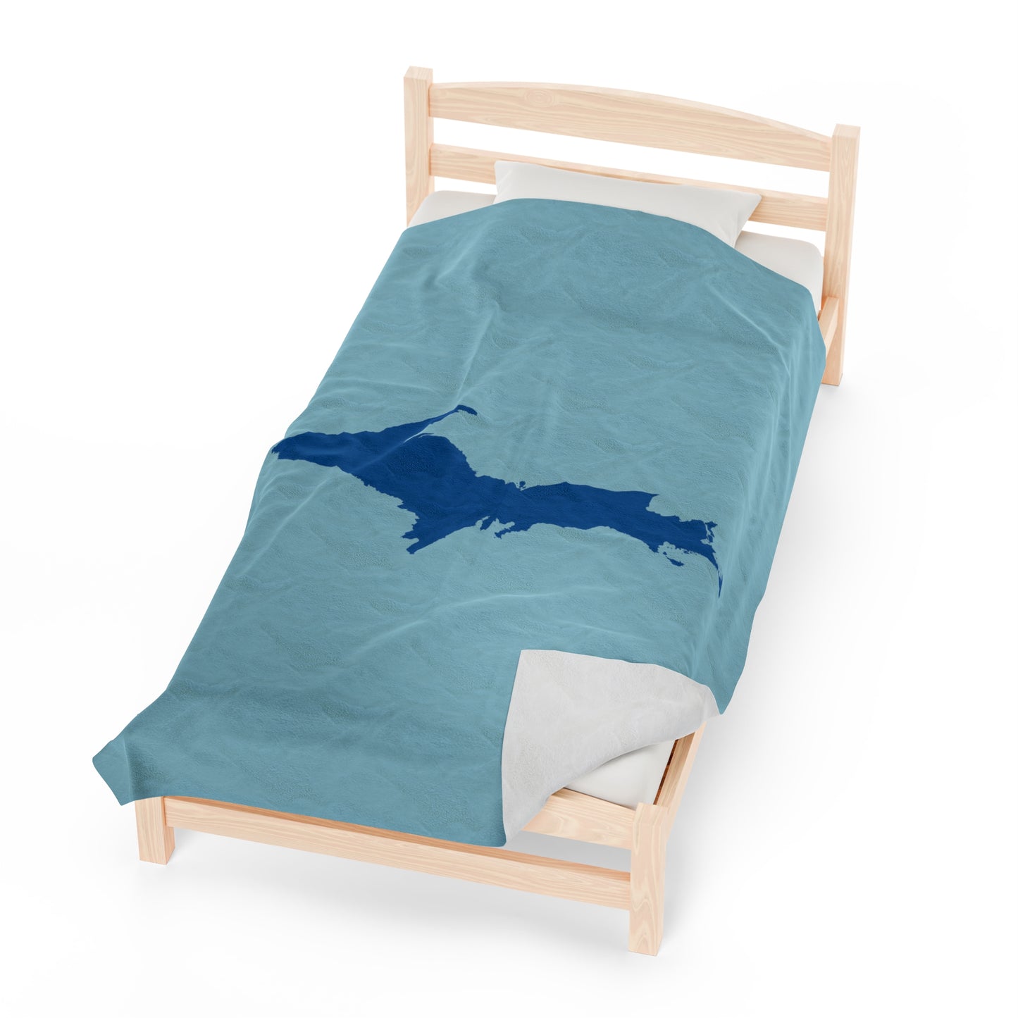 Michigan Upper Peninsula Plush Blanket (w/ Azure UP Outline) | '58 Caddie Blue