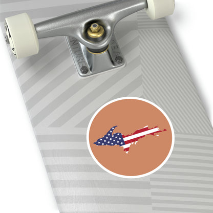 Michigan Upper Peninsula Round Stickers (Copper w/ UP USA Flag Outline) | Indoor\Outdoor