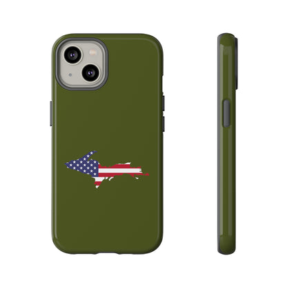 Michigan Upper Peninsula Tough Phone Case (Army Green w/ UP USA Outline) | Apple iPhone