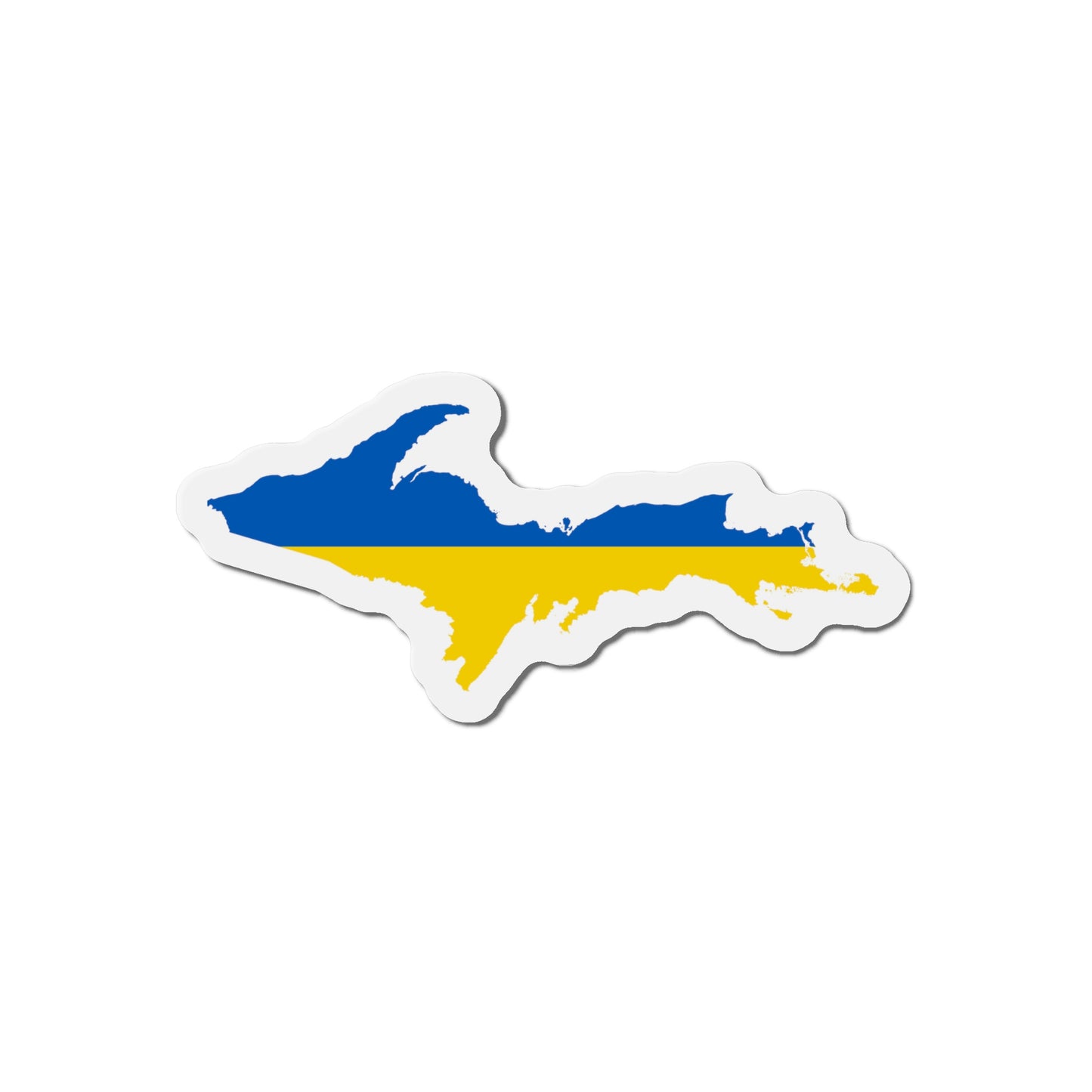 Michigan Upper Peninsula Kiss Cut Magnet (w/ UP Ukraine Flag Outline)