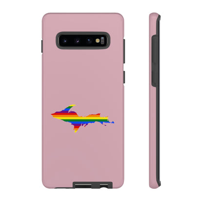 Michigan Upper Peninsula Tough Phone Case (Pink w/ UP Pride Flag Outline) | Samsung & Pixel Android